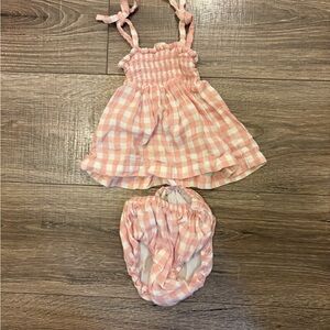 Pink Gingham Baby Dress Set